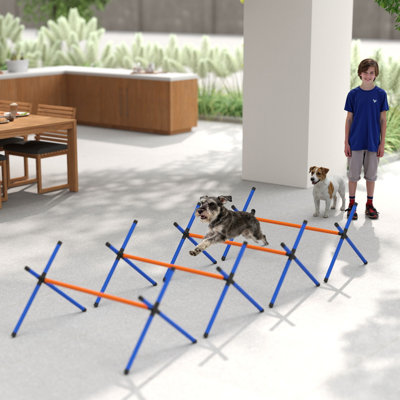 4 Pieces Dog Agility Training Equipment, Dog Agility Course Backyard Set with Adjustable Height and Carry Bag, Indoor Outdoor Jumping Hurdles for Training, Orange