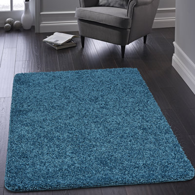 Solid Colour Viscose Shag Area Rug