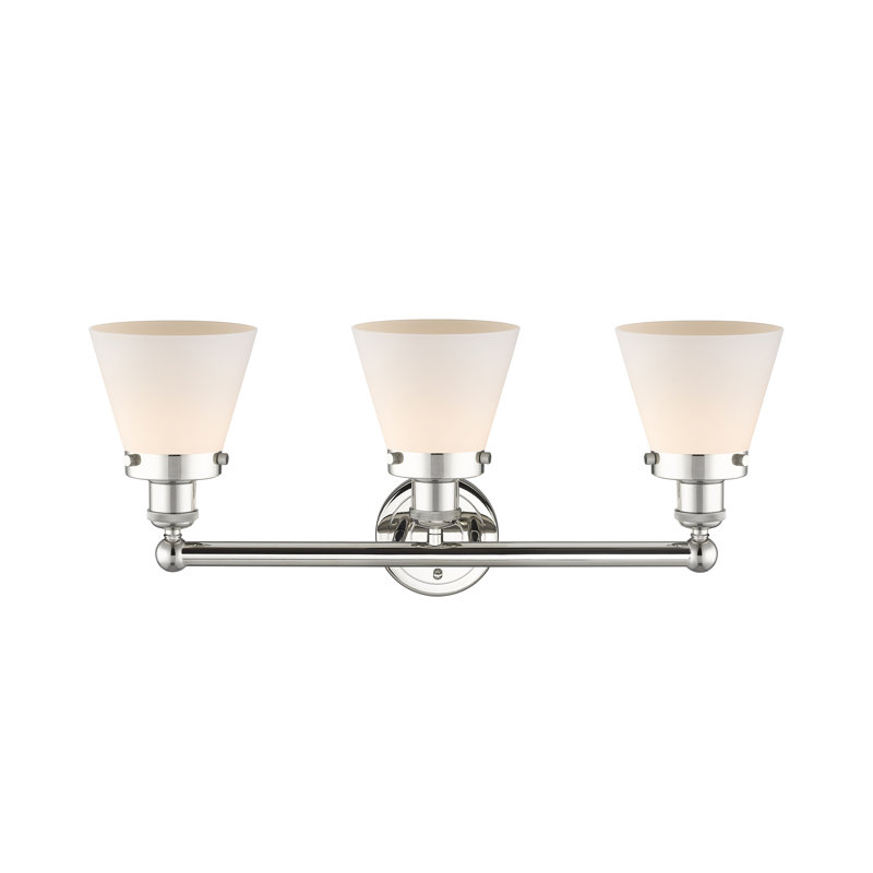 Éclairage de meuble-lavabo à 3 lumières à intensité variable Annamary, Blanc mat, Nickel poli