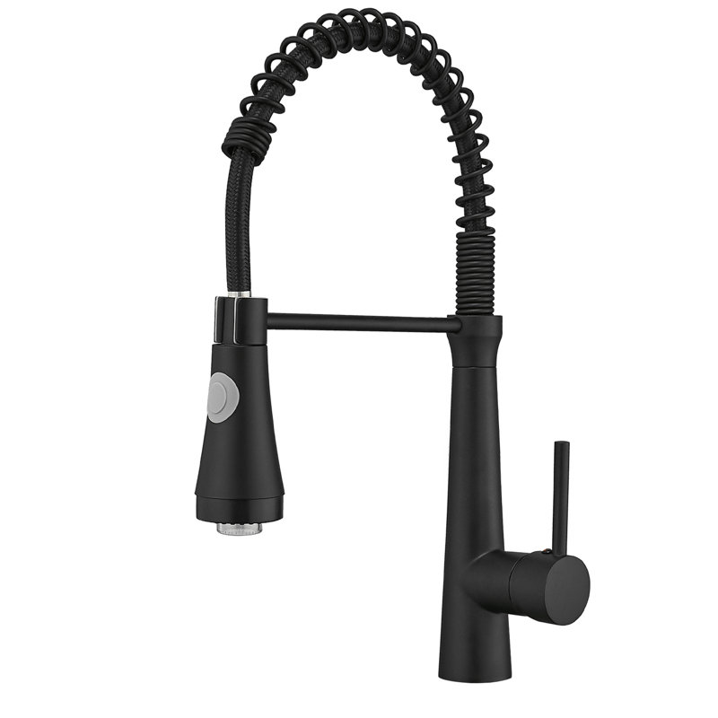 Robinet de cuisine à DEL noir avec robinet escamotable, levier unique, rotation sur 360 °, robinet escamotable simple et facile à nettoyer, poignée, finition, rotatif, rapide