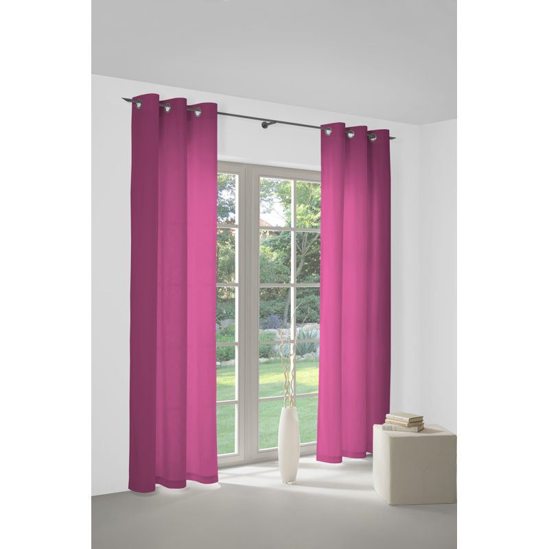 Polyester Blackout Grommet / Eyelet Curtain Panel, 142cm Width x 355cm Drop, Dark pink