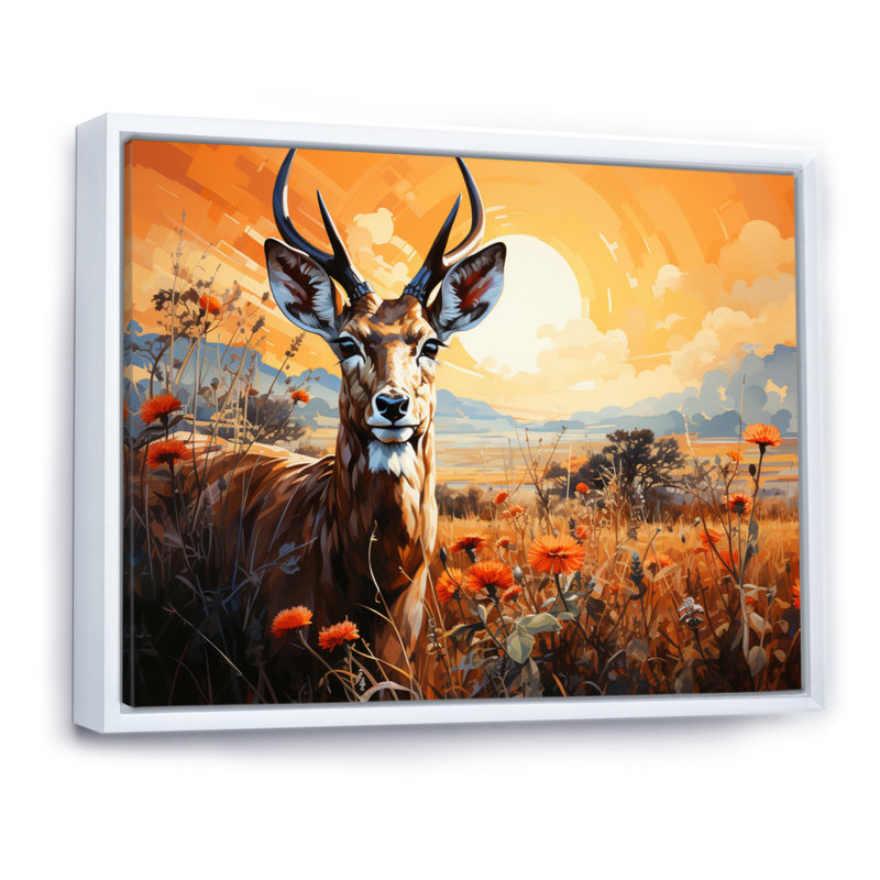 «Bilgin Gazelle Landscape I», reproduction, H 30 po x l 40 po x P 1,5 po, Cadre flottant blanc