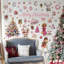 Adhésif mural rose de Noël autocollant mural Merry Christmas