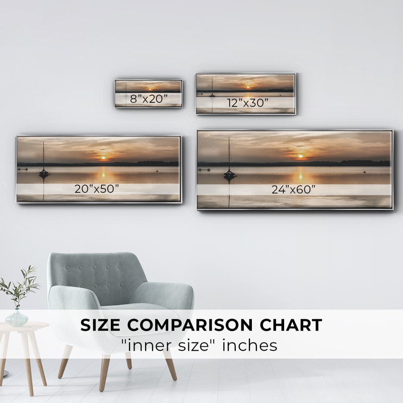 Doux coucher de soleil doux, reproduction sur toile, Argent, H 24 po x l 60 po x P 1,5 po