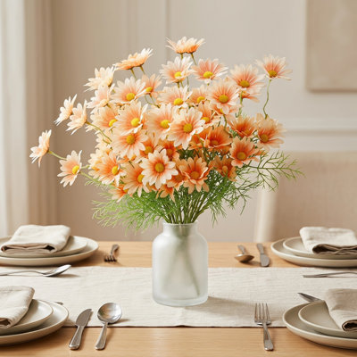 Bouquet de fleurs de camomille artificielle, 20 tiges de faux arrangement floral pour décoration intérieure, centre de table de mariage, remplisseur de vase