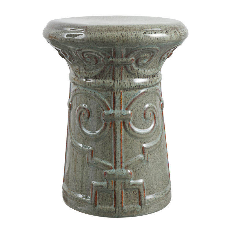 Jayesh Ceramic Accent Stool, Reactive Aqua
