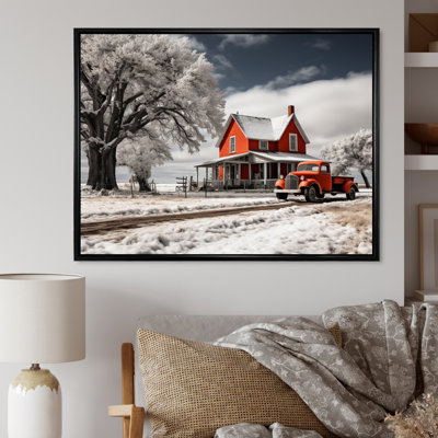Marietina Red Turck on Farmhouse Country Winter - reproduction