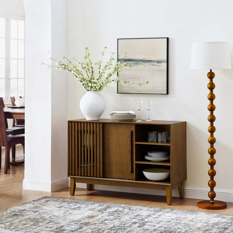 Console en bois avec 2 portes, pieds en bois massif