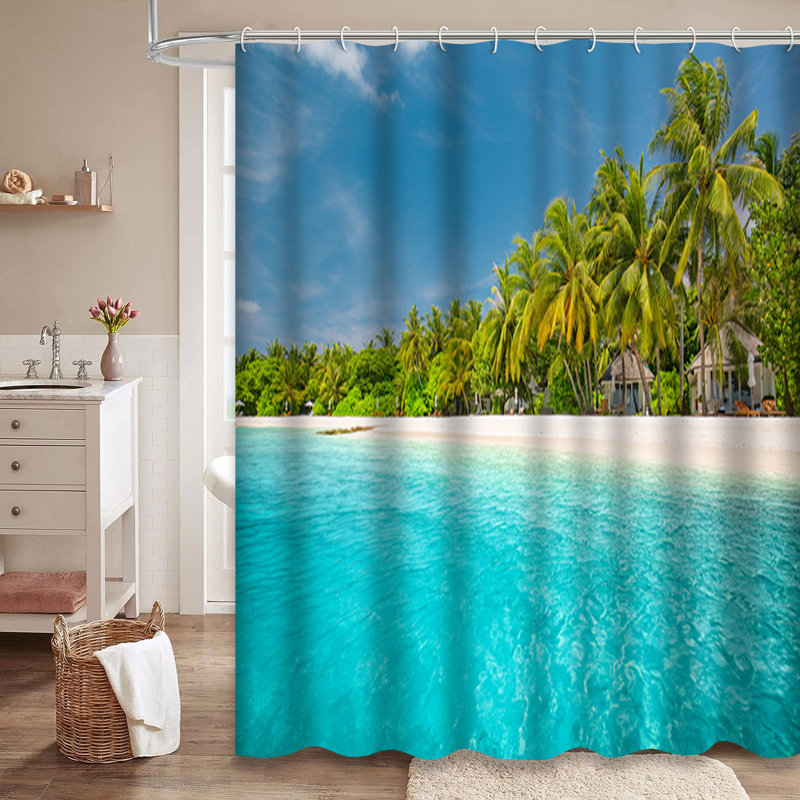 Rideau de douche à 12 crochets Palm Beach, L 72 po x l 72 po
