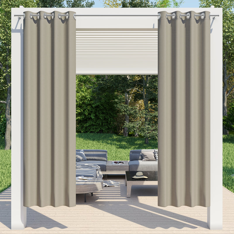 Kerbi Sunbrella Indoor/Outdoor Single Curtain Panel, Spectrum Mushroom, 52" W x 96" H