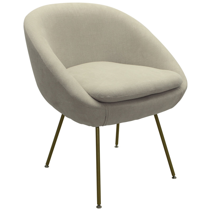 Chaise de salle à manger rembourrée Arpin, Beige, Blanc