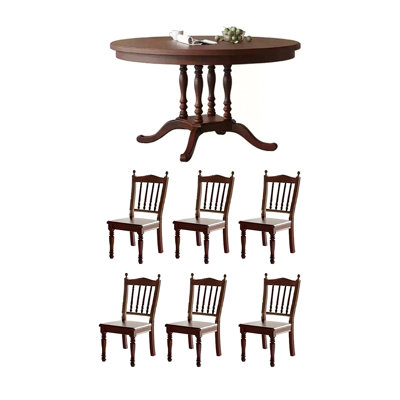 French elegant solid wood round table set