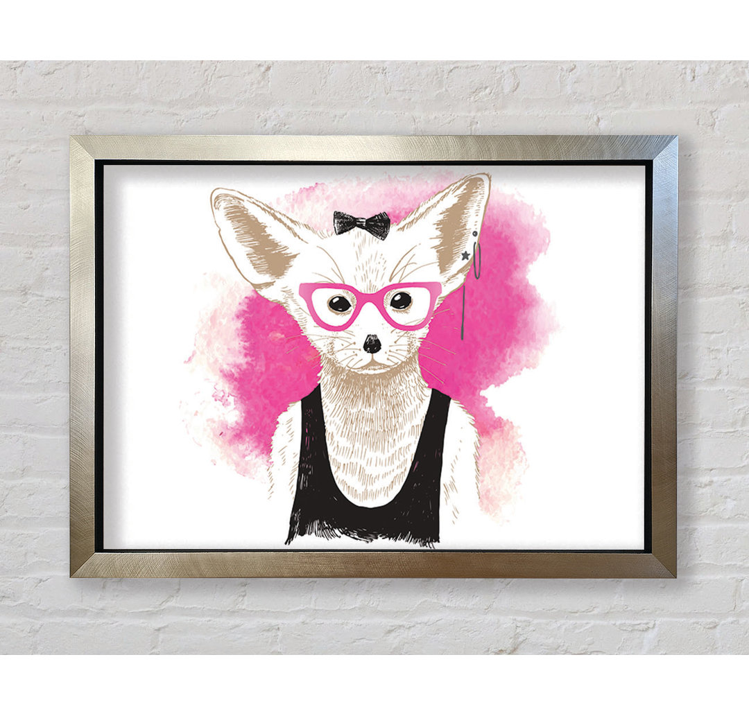 Arctic Fox Bow Pink Glasses - Einzelner Bilderrahmen Kunstdrucke