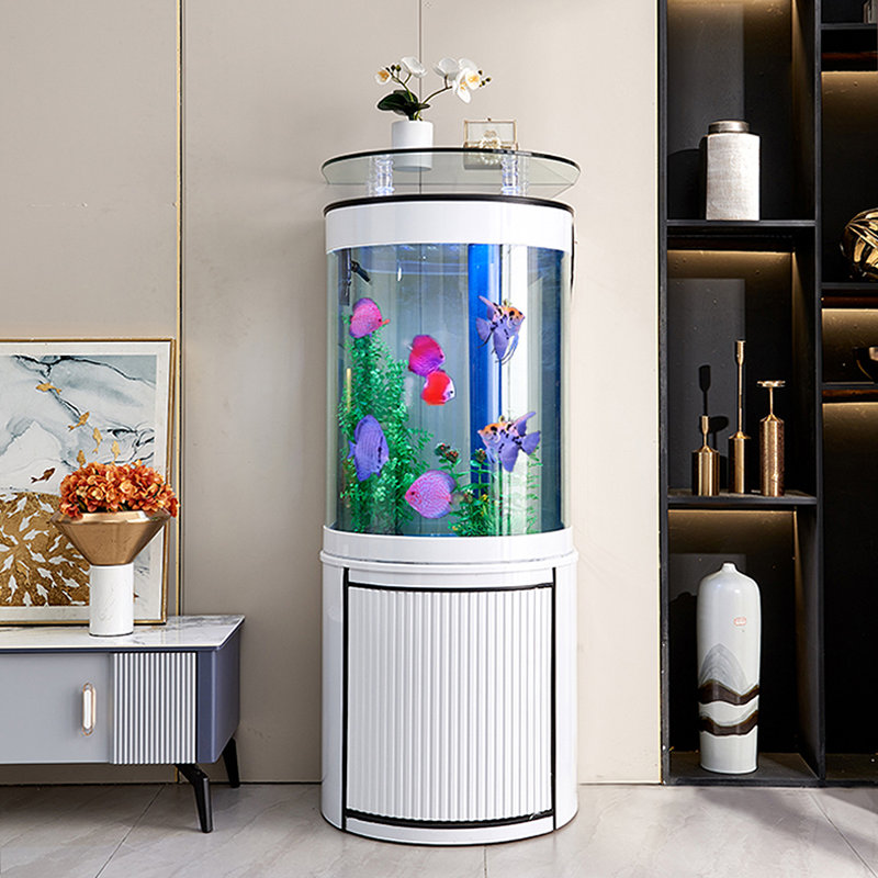 Aquariums semi-circulaires à filtre inférieur avec barre supérieure, 57,05 gallons (H 62,99 po x l 31,5 po x P 19,69 po