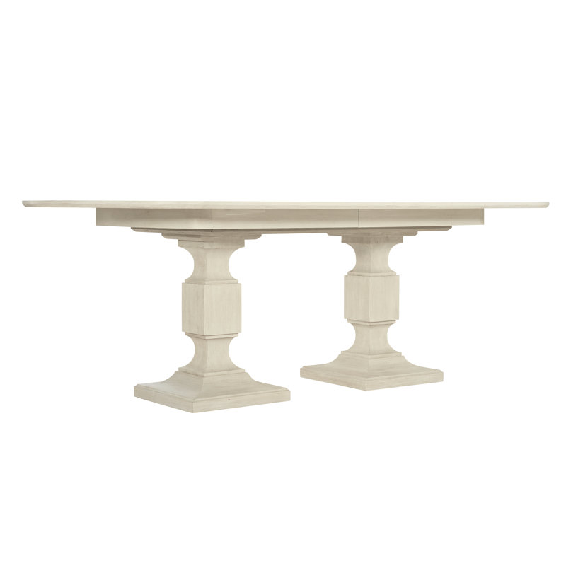 Beige Wood Extendable Rectangular Dining Table