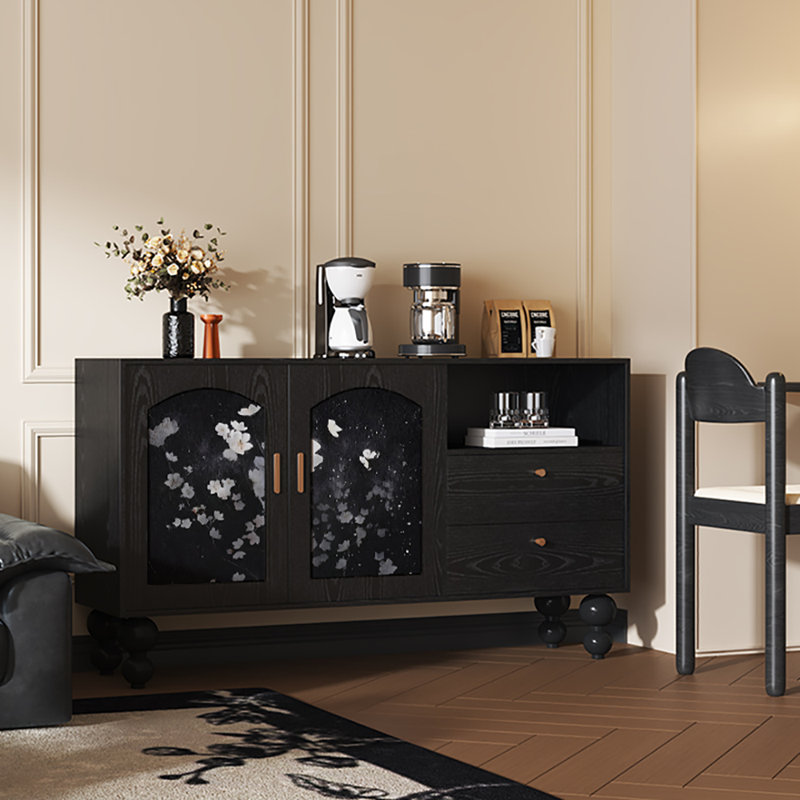 Buffet 59,1 po de style rétro, Noir