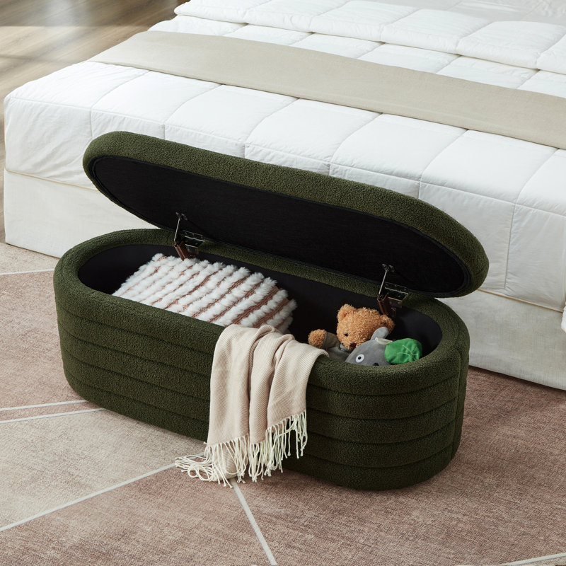 Banc de rangement avec repose-pieds Skandar, Vert foncé