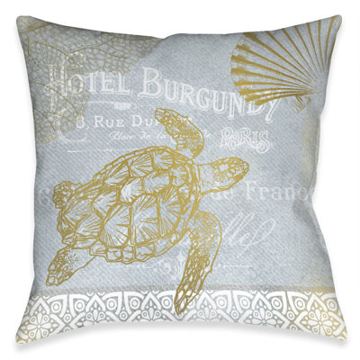 Azure Coastal Turtle Outdoor Throw Pillow