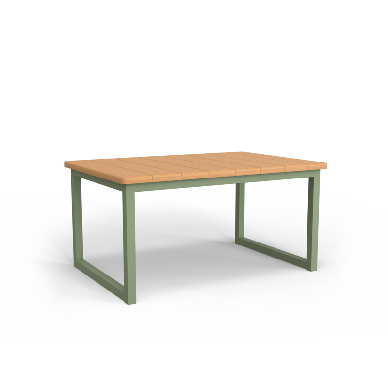 Nesting Outdoor Rectangle Side Table, Green Sage, Natural Teak