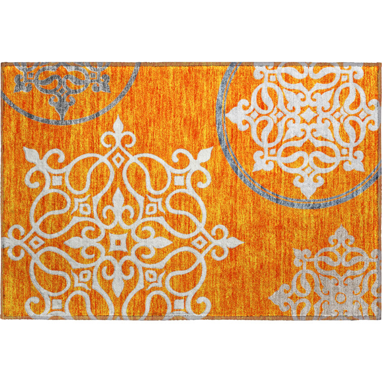 Premium Machine Washable Prisco Orange Rug