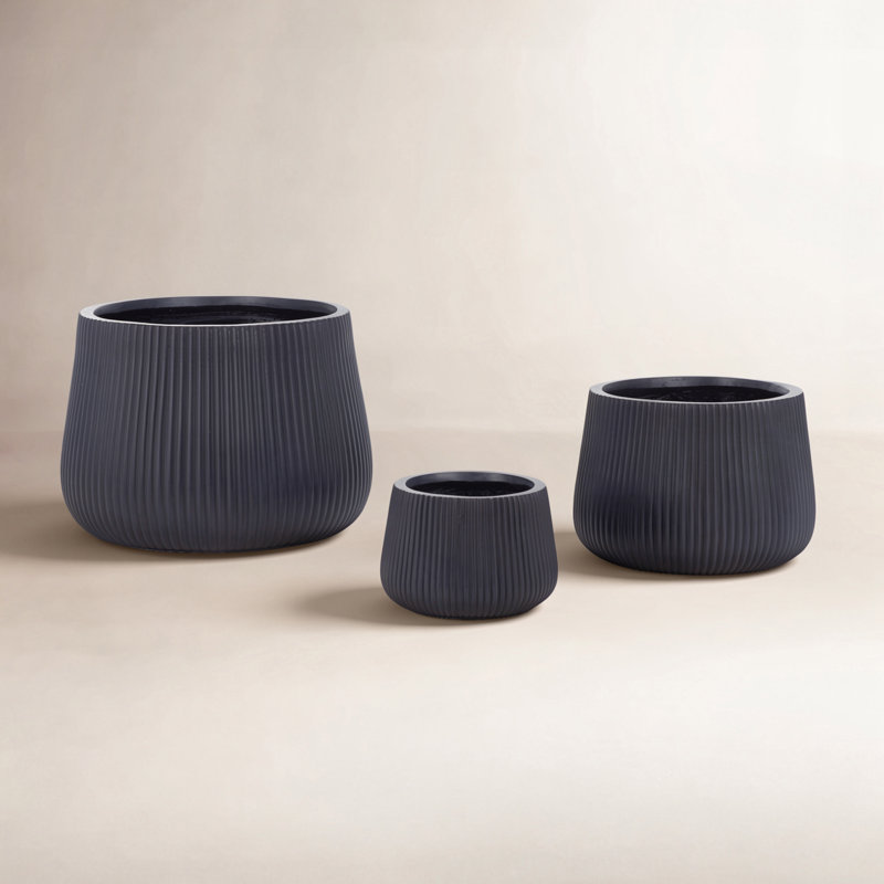 Ensemble de 3 pots à fleurs Sara, Noir