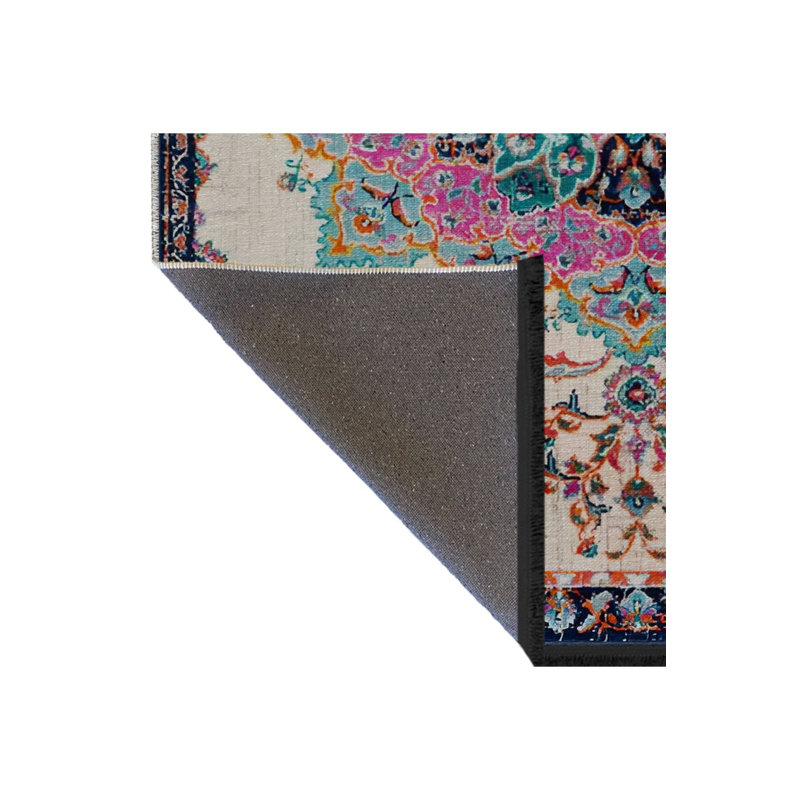 Tapis rose lavable à la machine, Rectangle 3'3" x 4'11" Rug Pad Included