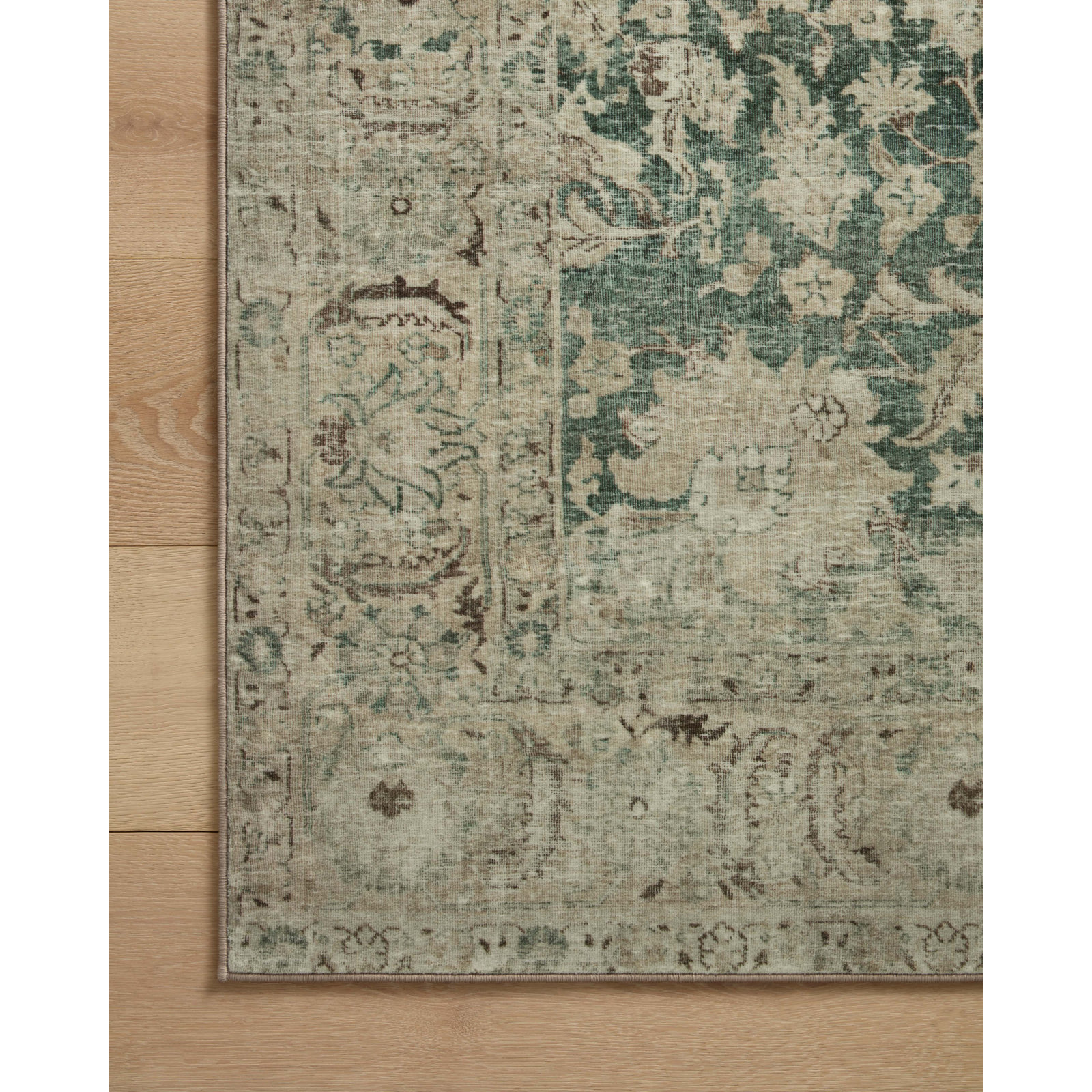 Magnolia Home By Joanna Gaines X Loloi Sinclair Machine Washable Jade / Sand Area Rug, Runner 2' x 5'