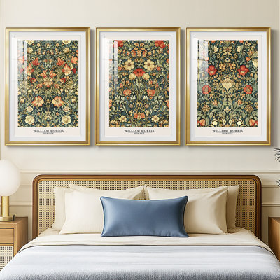 WM MORRIS Series CMIII  -Custom Framed  Premium Print W Matt - 3 Pieces