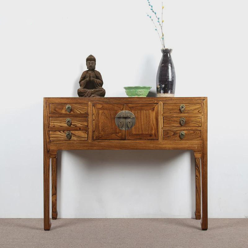 39.37" Brown Rectangular Solid Wood Console Table