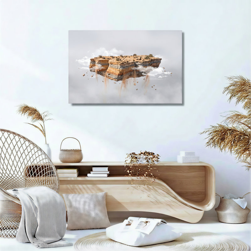 Ensemble de 1 tableau sur toile représentant un rocher flottant, H 12 po x l 18 po, Toile tendue