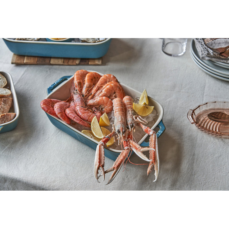Ceramique Ceramic Rectangular Oven Dish, Rustic Turquoise