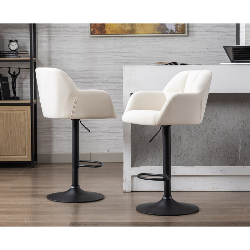 Tabouret de bar Gareth, Velours beige