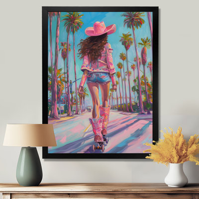 «Cowgirl Rollerblading Down Sunset Boulevard» - décoration murale Cowgirls