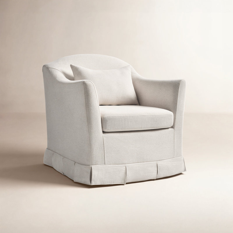 Fauteuil pivotant à housse Mcgee Modern Farmhouse, Polyester blanc