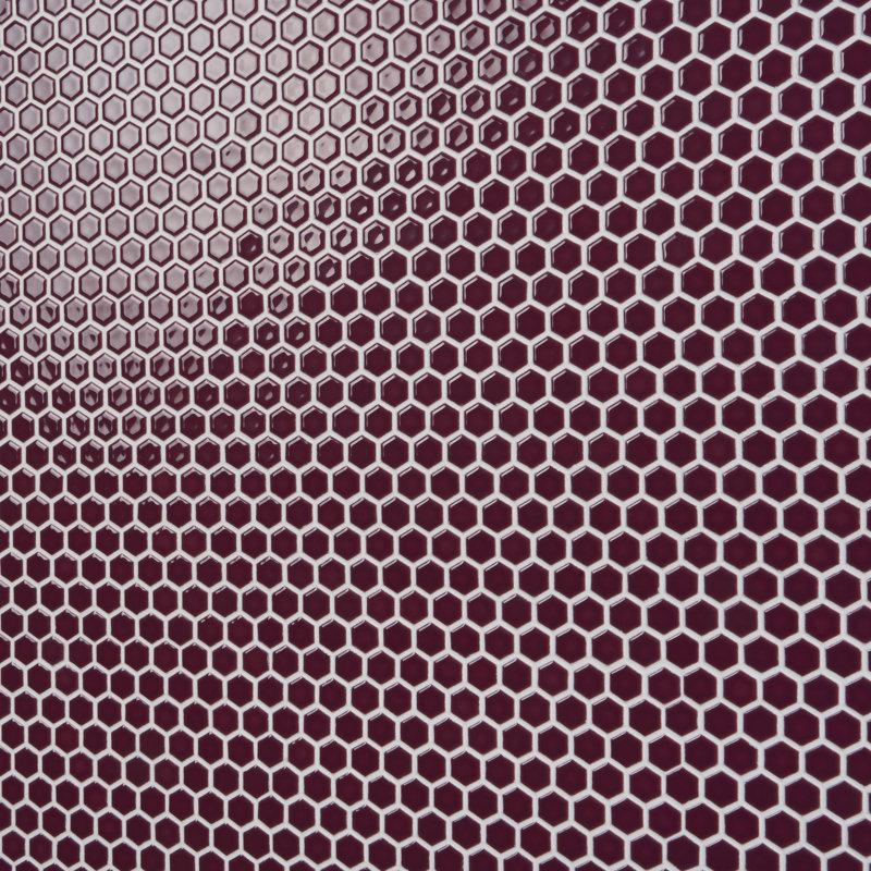 Bliss Edged Hexagon 1" Honeycomb Mosaic Floor & Wall Tile, Plum