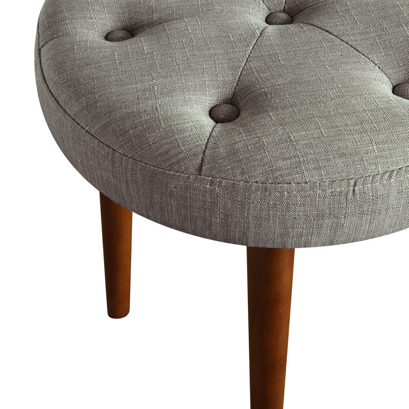 Elle Decor Penelope Round Tufted Stool, Storm Gray