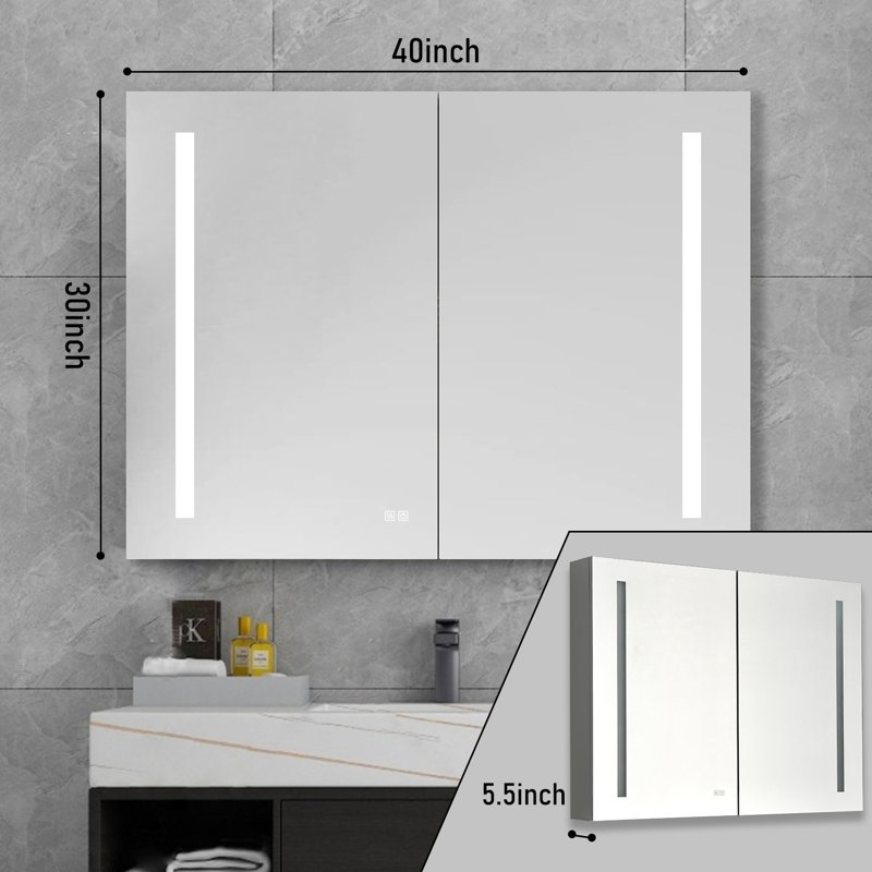 Armoire à pharmacie sans cadre avec miroir et 3 tablettes réglables l 40 po x H 30 po Burzynski
