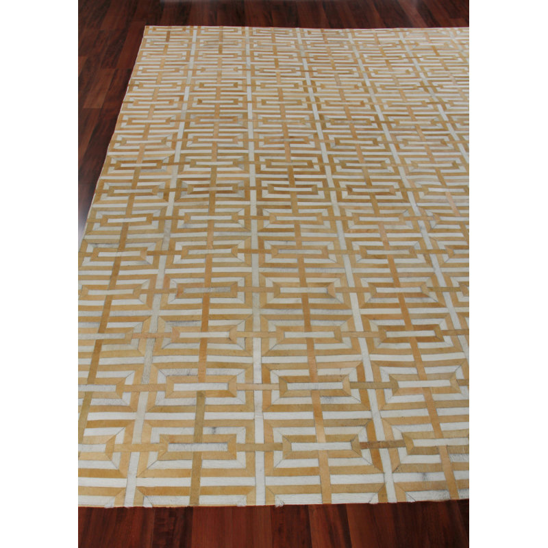 Natural Hide Cowhide Geometric Area Rug, Rectangle 8' x 11'