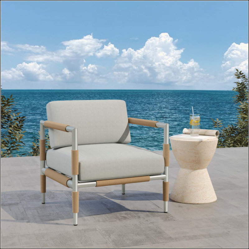 Fauteuil d'extérieur en aluminium avec coussins épais
