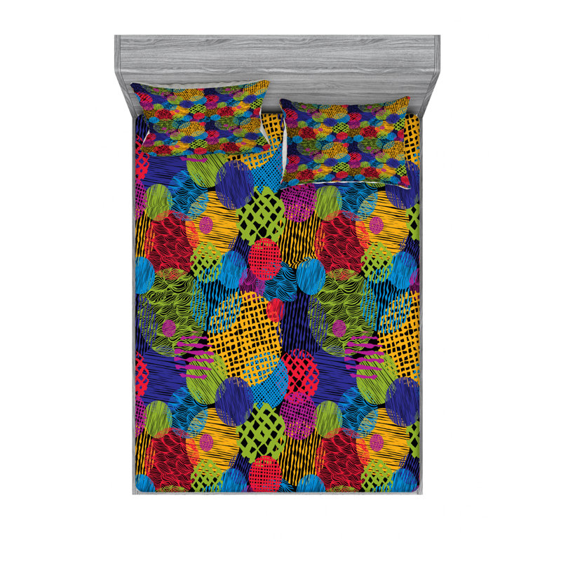 Microfiber Geometric Sheet Set, Queen Sheet Set + Fitted Sheet + 2 Pillowcases