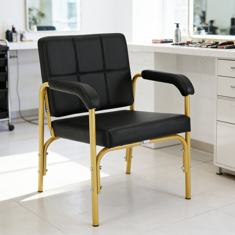 Reclining Shampoo Barber Chair, Hair Stylist Chair Auto Recline Salon Chairs, Gold