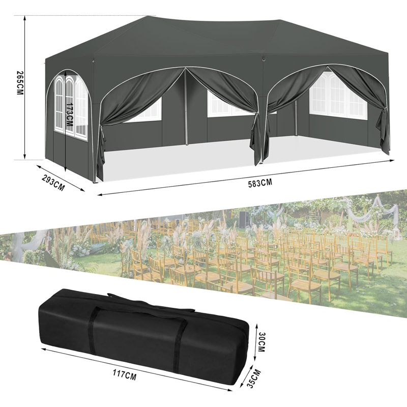 Breyawna 5.83 x 2.93m Metal Party Tent, Grey