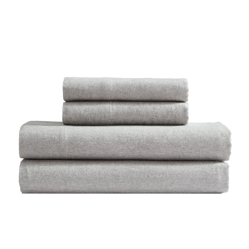 Ensemble de draps en flanelle de coton chiné moderne Calvin Klein, Grand lit, Gris