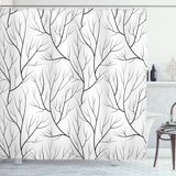  Winter Tree Leaf Nature Theme Leafless Delicate Branches Pattern Japanese Style Single Shower Curtain