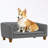 Pet sofa with armrests and button tufted back