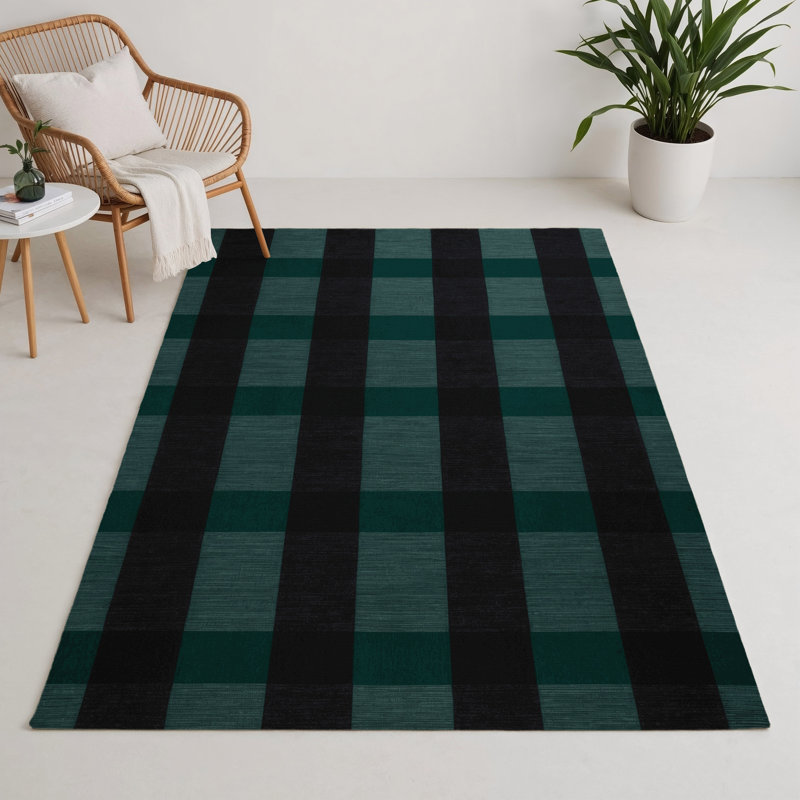 Tapis intérieur / extérieur noir à carreaux, Rectangulaire 3 pi x 5 pi