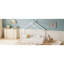 Lit double blanc pour, construction en bois de pin, conception de plancher sécuritaire en blanc, maison en forme de plateaux ouverts, assemblage facile, jeu indépendant