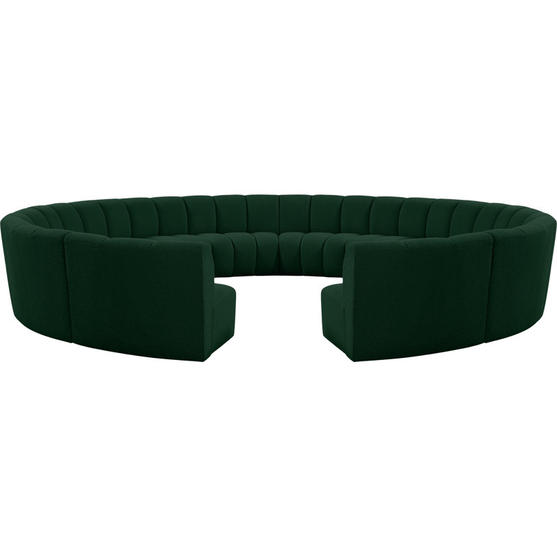 Infinity 183" Wide Symmetrical Modular Corner Sectional, Green Boucle Fabric