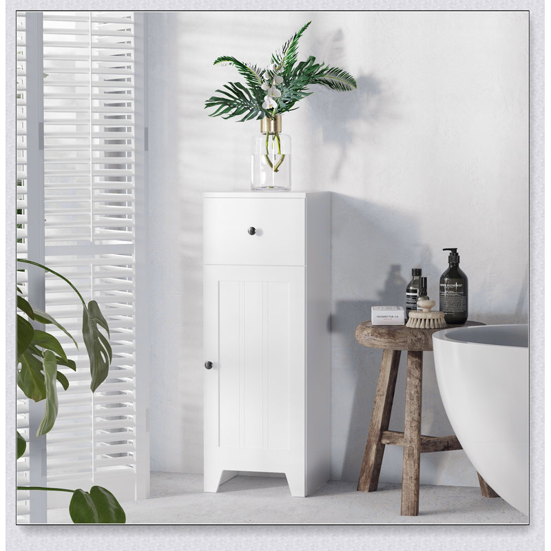kleankin Short Bathroom Storage Cabinet (White)