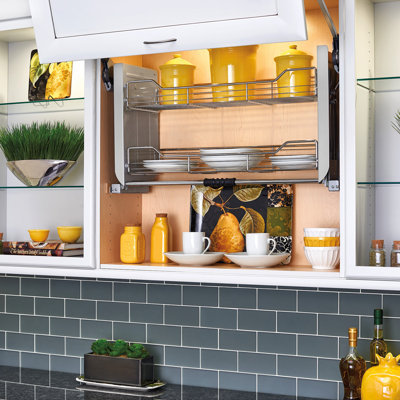 Rev-A-Shelf Kitchen Pull-Down Wall Cabinet Shelf System, Chrome